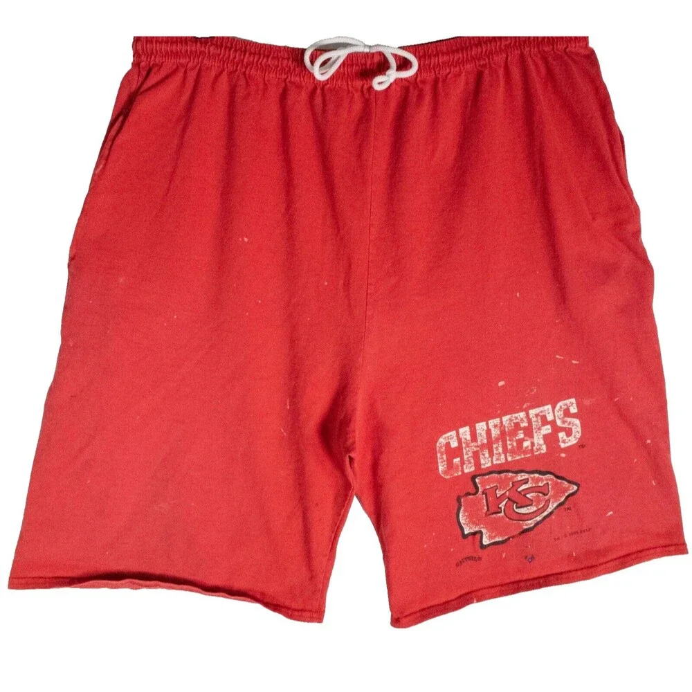Vintage 1993 Kansas City Chiefs Nutmeg Shorts Men's Size XL Thrashed Distressed